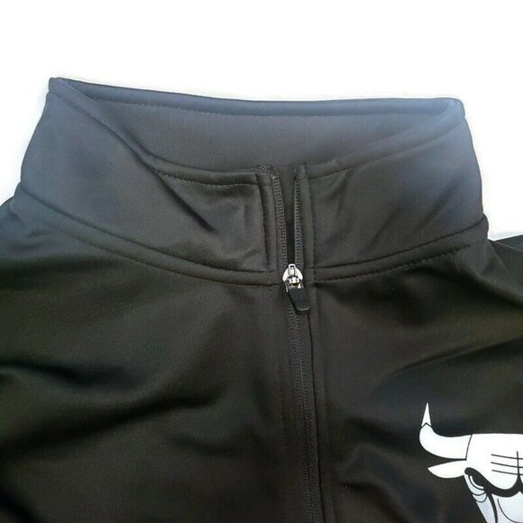 NBA Chicago Bulls Mens Black Full-Zip Track Lightweight Jacket Black S - Picture 3 of 6